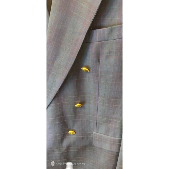 Desch Men's Italian Wool Double Breasted Tartan Plaid Sport Coat Size 44 Regular - Picture 3 of 13